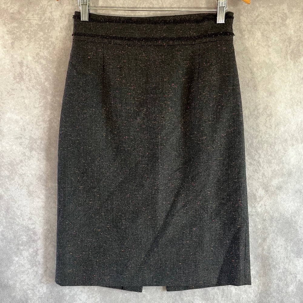 Classiques Entier Pencil Skirt Womens 6 Charcoal Grey Wool Silk Tweed *See Pics*